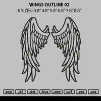 Wings Outline 02 Embroidery File 6 sizes