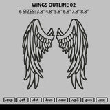 Wings Outline 02 Embroidery File 6 sizes