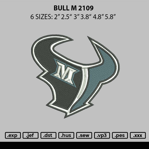 Bull M 2109 Embroidery File 6 sizes