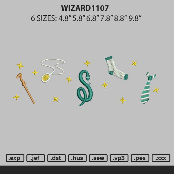 Wizard1107 Embroidery File 6 sizes