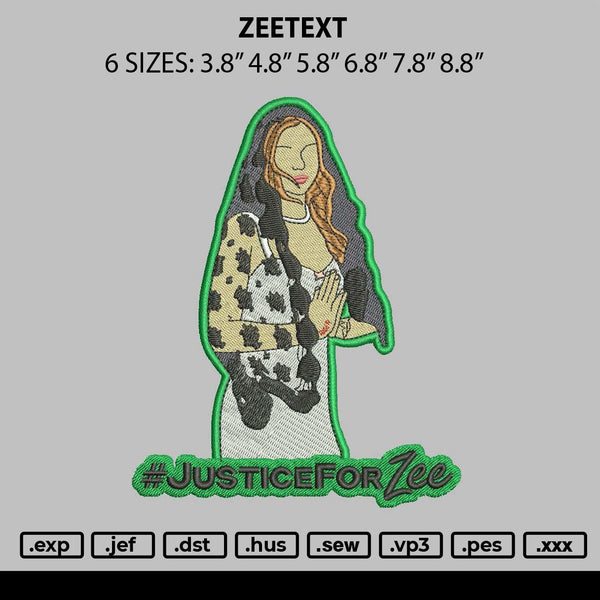 Zeetext Embroidery File 6 sizes
