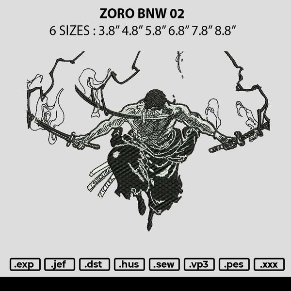 Zoro bnw 02 Embroidery File 6 sizes