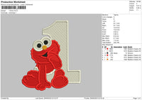 1 Elmo Embroidery File 6 sizes