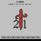 21 Knife Embroidery File 6 sizes