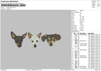 3dogs Embroidery File 6 sizes