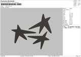 3 Stars Emboidery File 6 sizes