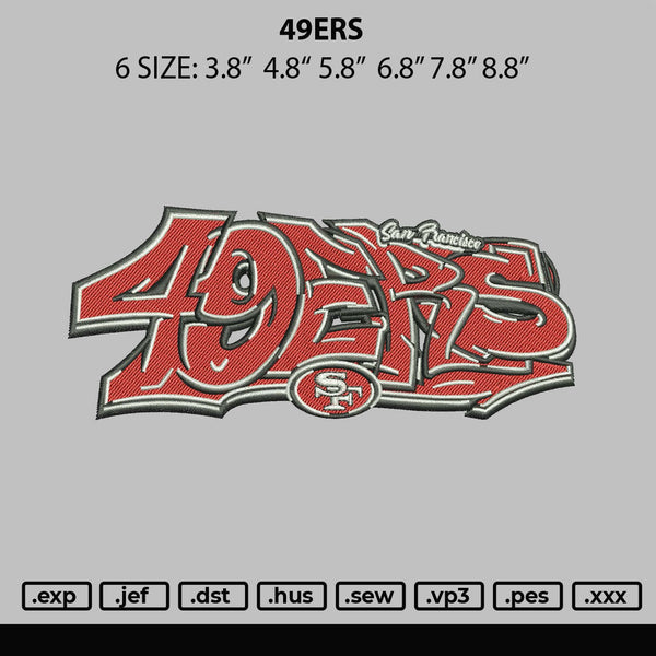 49ers Embroidery File 6 sizes