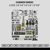 summer Embro Embroidery File 6 sizes