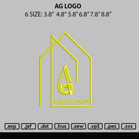 Ag Logo Embroidery File 6 sizes