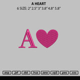 A Heart Embroidery File 6 sizes