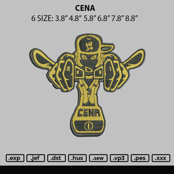 Cena Embroidery File 6 sizes