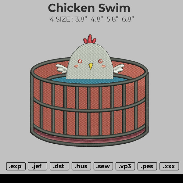 Chicken Swim Embroidery