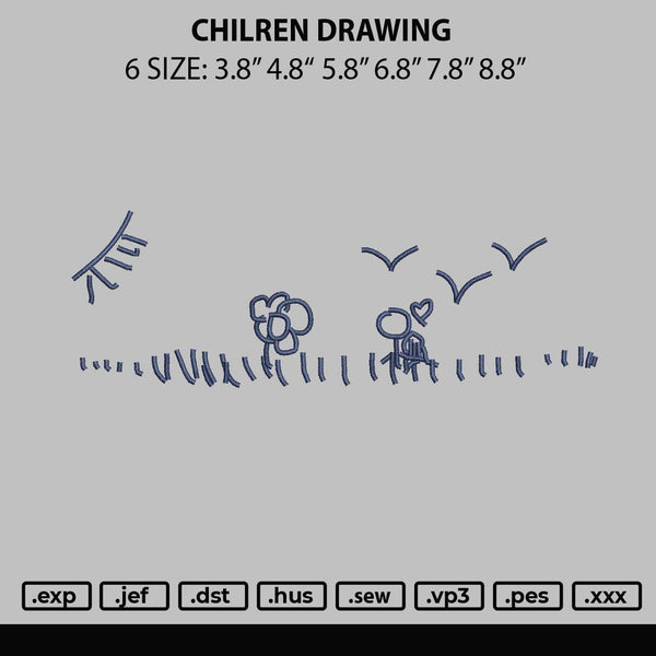 Children Drawing Embroidery File 6 sizes