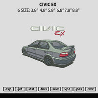 Civic Ex Embroidery File 6 sizes
