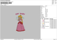 Cry Baby Embroidery File 6 sizes