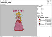 Cry Baby Embroidery File 6 sizes