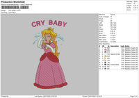 Cry Baby Embroidery File 6 sizes