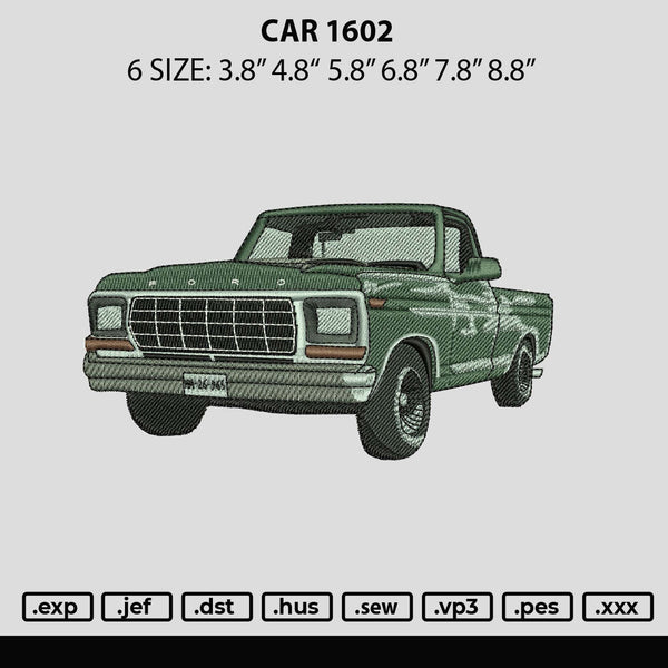 Car 1602 Embroidery File 6 sizes