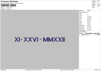 Roman Date Embroidery File 6 sizes