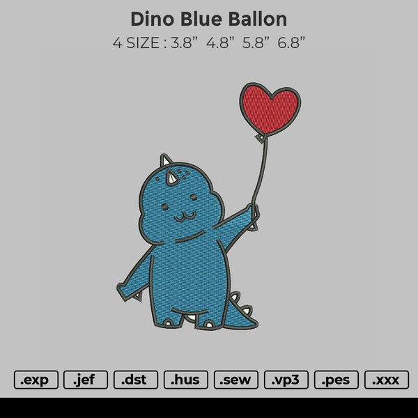 Dino Blue Ballon Embroidery