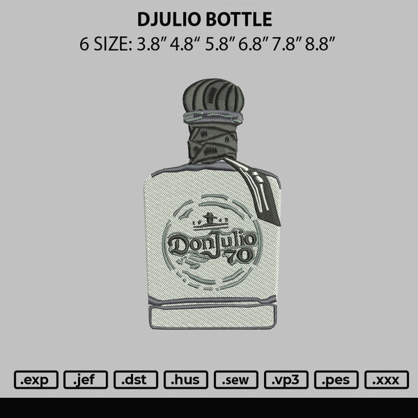 Djulio Bottle Embroidery File 6 sizes