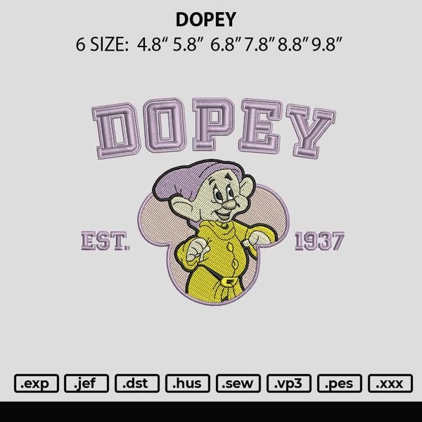 Dopey Embroiery File 6 sizes