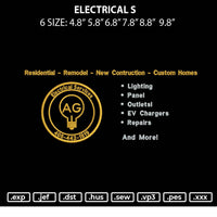 Electrical S Embroidery File 6 sizes.