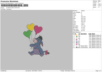 Eyore With Ballons Embroidery File 6 sizes