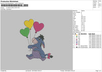 Eyore With Ballons Embroidery File 6 sizes