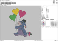 Eyore With Ballons Embroidery File 6 sizes
