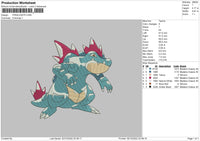 Feraligatr Embroidery File 6 sizes