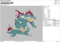 Feraligatr Embroidery File 6 sizes