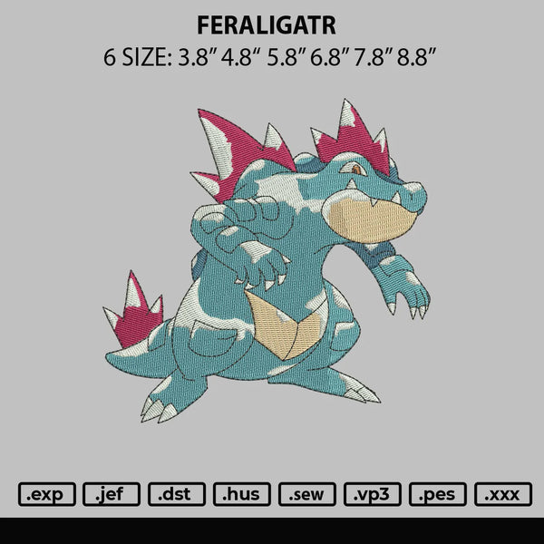 Feraligatr Embroidery File 6 sizes