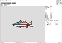 Fish America Embroidery File 6 sizes