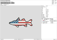 Fish America Embroidery File 6 sizes