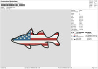 Fish America Embroidery File 6 sizes