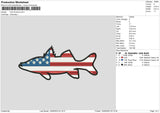 Fish America Embroidery File 6 sizes