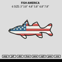 Fish America Embroidery File 6 sizes