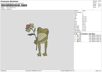 Frog N Flower Embroidery File 6 sizes