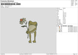 Frog N Flower Embroidery File 6 sizes