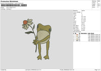 Frog N Flower Embroidery File 6 sizes