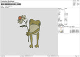 Frog N Flower Embroidery File 6 sizes