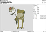 Frog N Flower Embroidery File 6 sizes