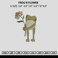 Frog N Flower Embroidery File 6 sizes