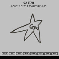 Ga Star Embroidery File 6 sizes