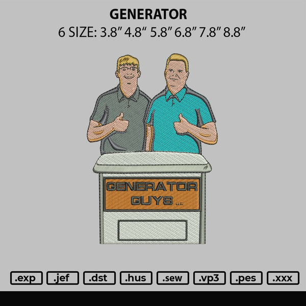 Generator Embroidery File 6 sizes