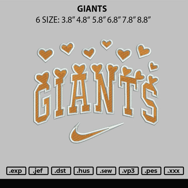 Giants Embroidery File 6 sizes