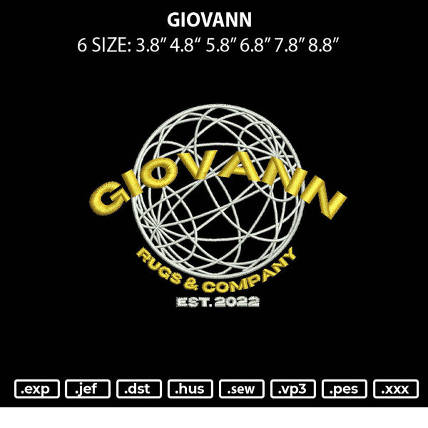 Giovann Embroidery File 6 sizes