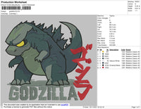 Godzilla Embroidery