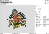 Gordo Burger Embroidery Fle 6 sizes